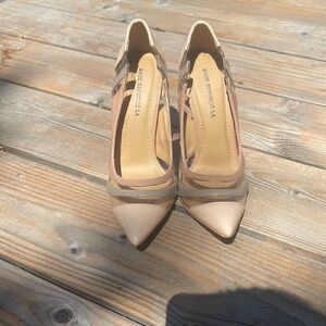 Shoe Republic LA Tan and Cream Elegant Heels